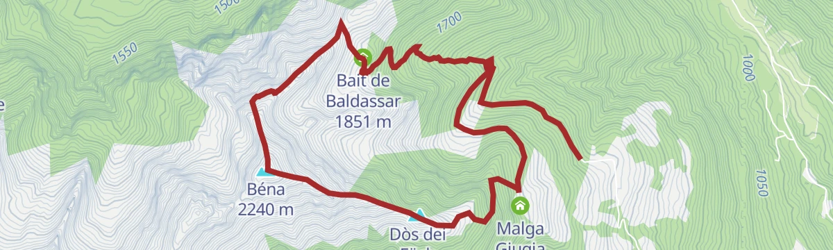 Route map: Coradure - Benna Peak